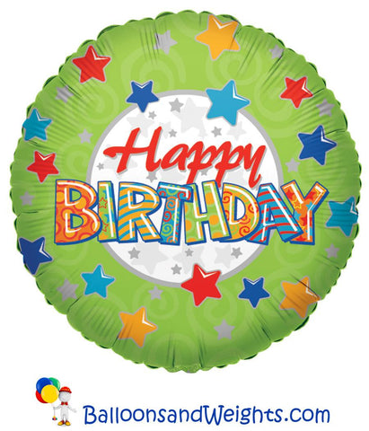 18 Inch Happy Birthday Patterns Foil Balloon | 100 pc