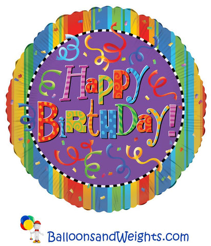 18 Inch Happy Birthday Festive Foil Balloon | 100 pc