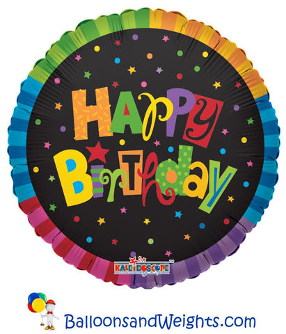 18 Inch Happy Birthday Jazzy Colors Foil Balloon | 100 pc