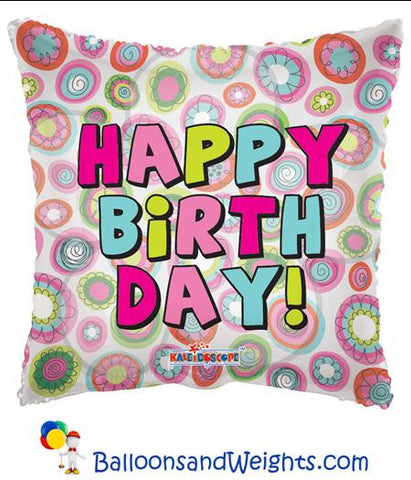 18 Inch Happy Birthday Circles Clear View Foil Balloon | 100 pc